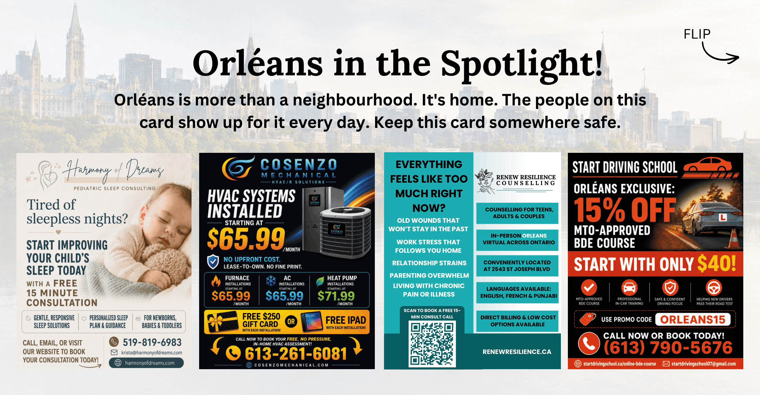 Community Card Issue 1 - Orléans in the Spotlight, front side
